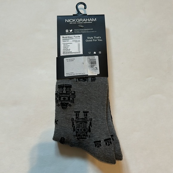 NWT Nick Graham Heather Grey Robotics Modern Crew Socks - Picture 2 of 3